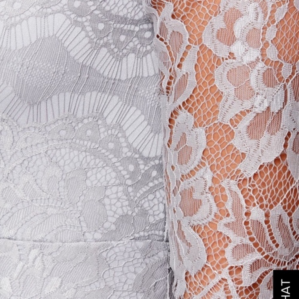 ❌SOLD❌ Lulu’s Angel Eyes Grey Lace Dress - Picture 5 of 7